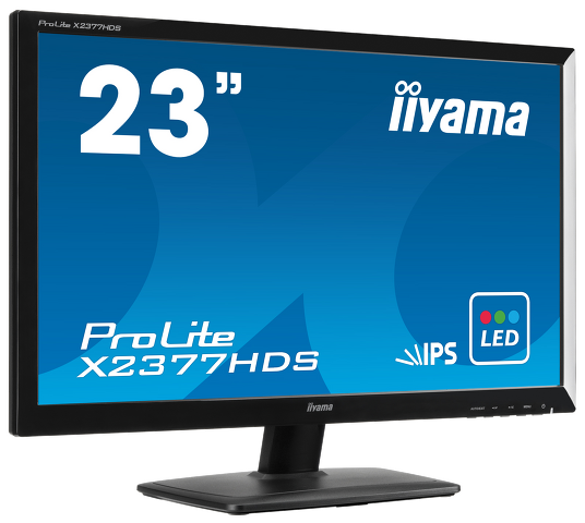 ProLite X2377HDS-1 - ProLite X2377HDS - a 23” LED backlit LCD Screen featuring IPS Panel technology which is considered to be the best all around panel type. This IPS panel offers accurate and consistent colour reproduction with wide viewing angles (178°/178°) and great response time (5 ms black-to-black). The ProLite X2377HDS is full HD, has a 5 000,000:1 Advanced Contrast Ratio and 250 cd/m² brightness offering the user clear and vivid images. An array of inputs including HDMI, DVI and VGA connections ensure compatibility across a range of devices including games consoles and work stations. The Prolite X2377HDS has two integrated stereo speakers and is VESA mount compatible. It will provide both excellent performance for photographic, design and web-design and is also an excellent choice for Universities, Corporate and Financial Markets, as well as the rapidly expanding demand for Multi Monitor applications.