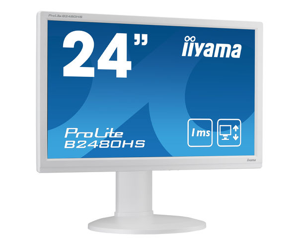 ProLite B2480HS-W2 - The ProLite B2480HS is a high specification 24’’ Full HD 1920 x 1080p LED-backlit monitor with Height Adjustability and Screen Rotation allowing you to set the perfect position of the screen ensuring ergonomic posture and optimal viewing comfort. 1msec response time and 12 000 000 : 1 Advanced Contrast Ratio make the B2480HS ideal for Video Conferencing, DTP and CAD as well as the usual text based applications. Triple Input support of Analogue, DVI and HDMI ensures compatibility with the latest installed graphics cards and embedded Notebook outputs. The monitor is TCO Certified.