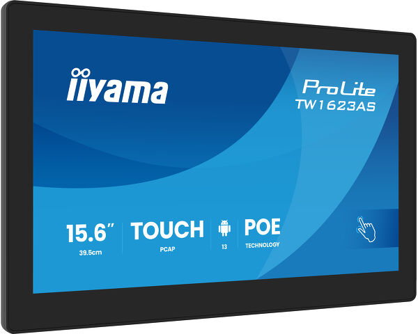 ProLite TW1623AS-B3P - PC táctil de 15.6” PCAP de 10 puntos con Android, Power over Ethernet (PoE) y iiSignage²